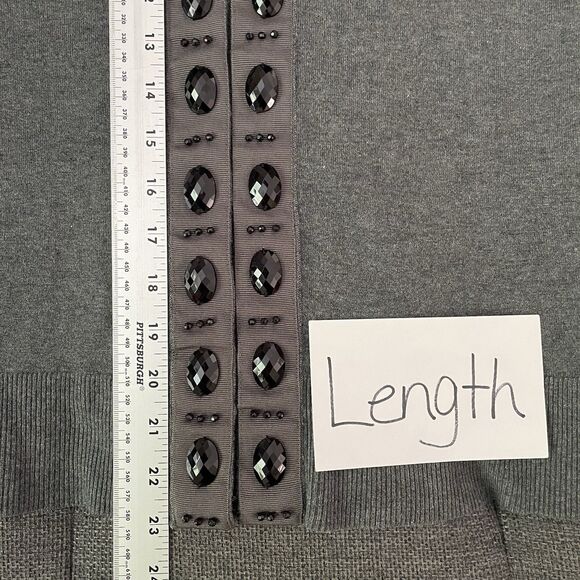 George Open Front Knit Cardigan Beaded Front Gray Long Sleeve Soft X-Large XL‎ - Picture 7 of 9